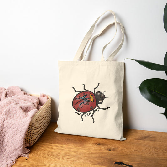 Our Lady Bug Cotton Canvas Tote Bag