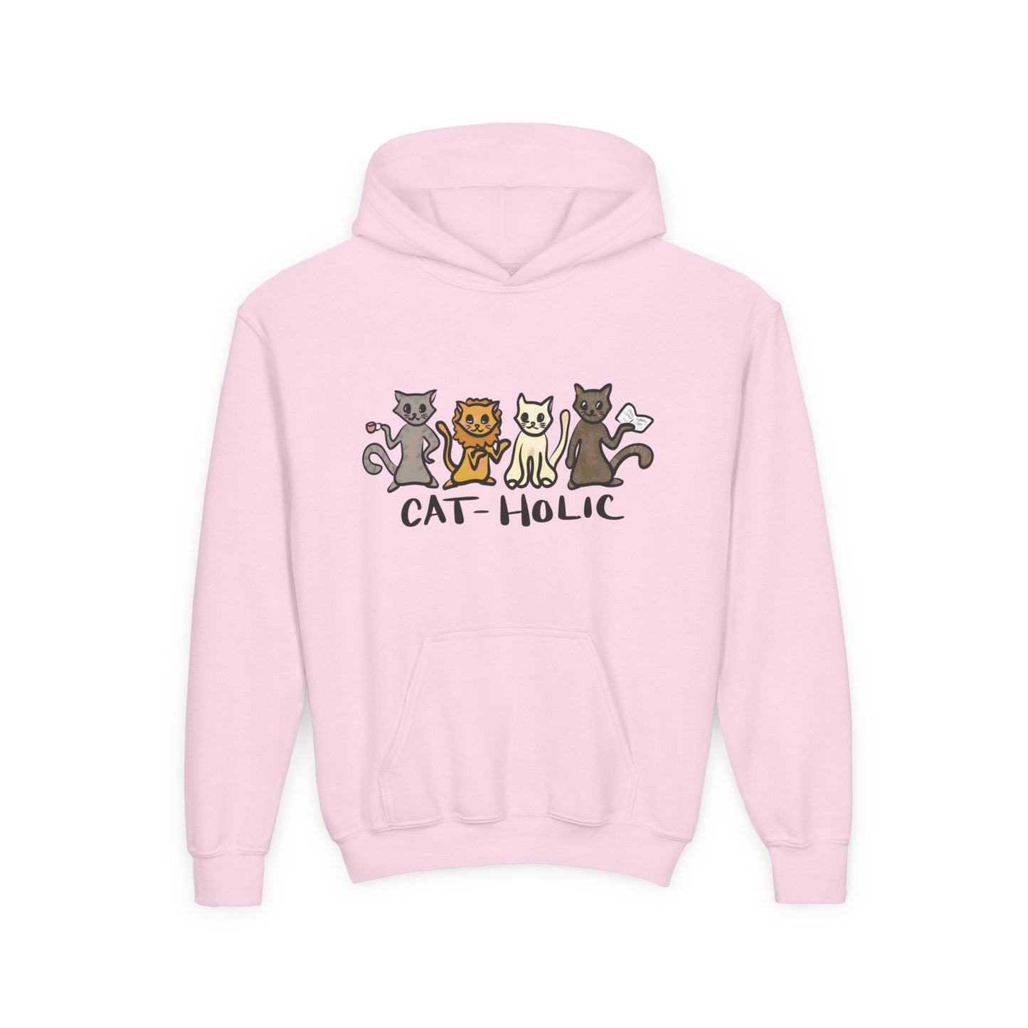 Cat-holic Youth Heavy Blend Hooded Sweatshirt