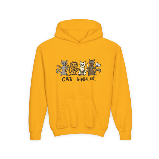 Cat-holic Youth Heavy Blend Hooded Sweatshirt