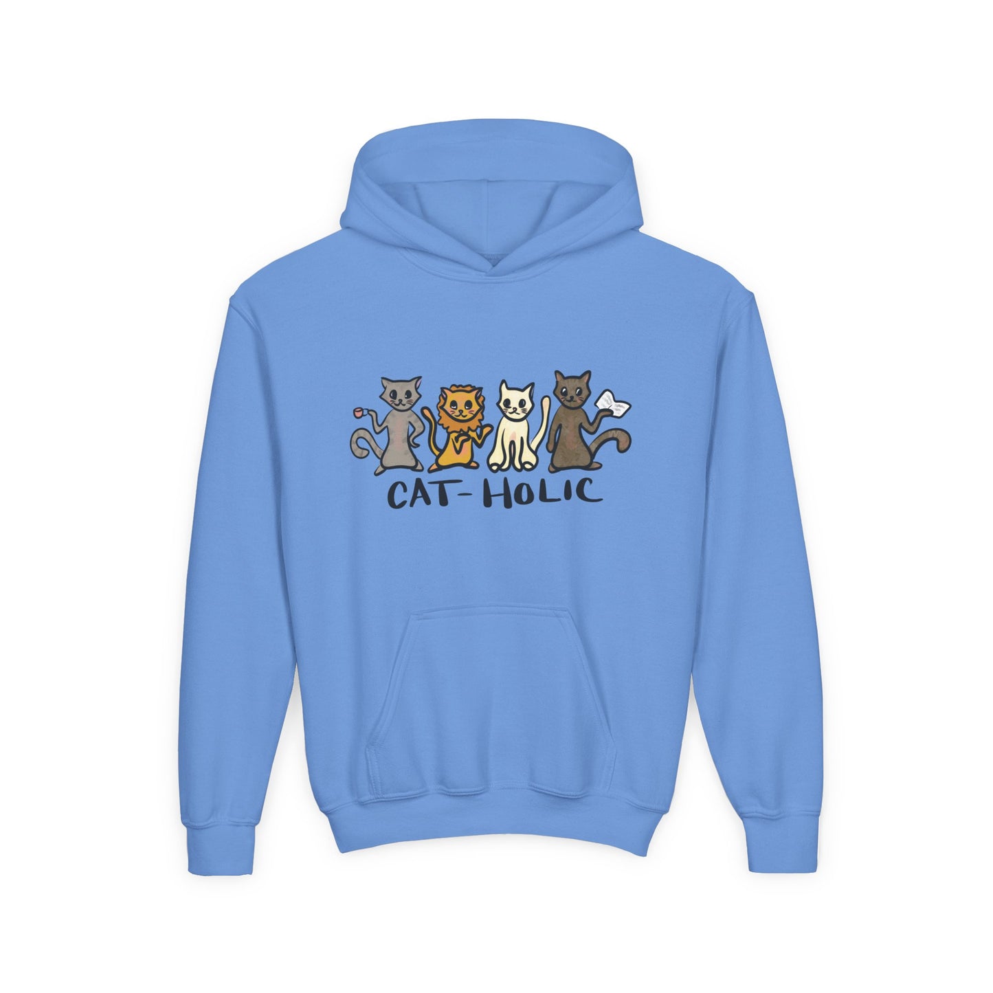 Cat-holic Youth Heavy Blend Hooded Sweatshirt