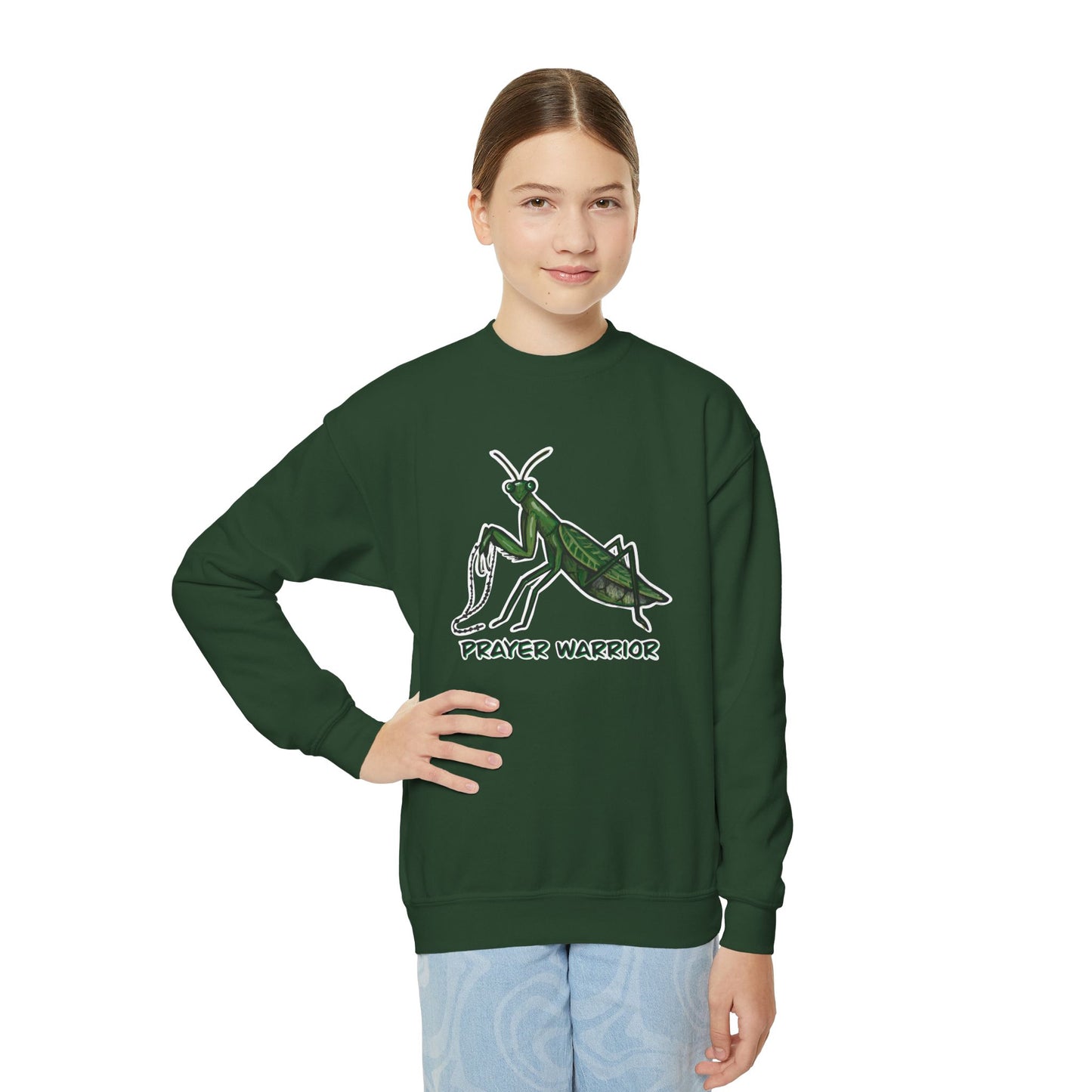 Praying Mantis Prayer Warrior Youth Sweatshirt